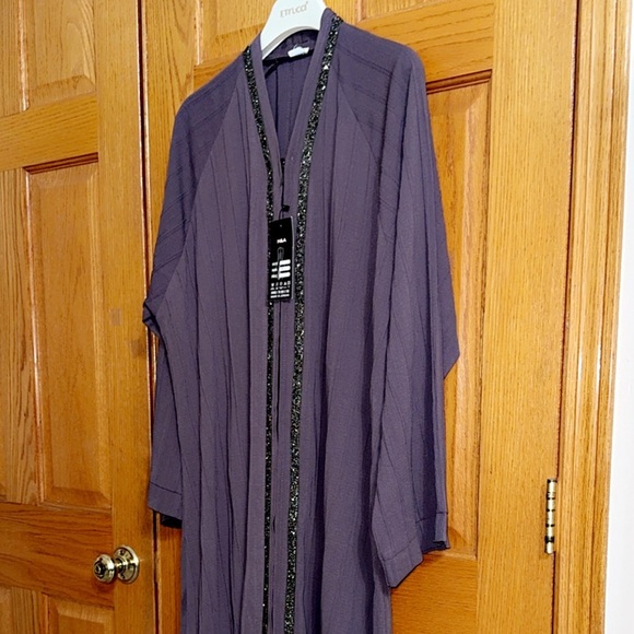 Women’s Abaya Plus Size 6 (3X/4X) Purple Long Sleeve Maxi Beaded Dress NEW - Picture 8 of 8